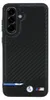 A black phone case with a carbon fiber texture and BMW branding. Produktbild-Vorschau