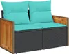 7-teiliges Gartensofa-Set mit Kissen, schwarzes Polyrattan Produktbild-Vorschau 3