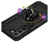 A black phone case with a ring holder is shown from a diagonal angle. Produktbild-Vorschau