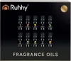A box of Ruhhy fragrance oils, showing multiple small bottles arranged in rows. Produktbild-Vorschau