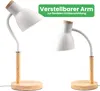 LUMILED Schreibtischlampe E27 Fassung 13W Weiß Holzdetails Produktbild-Vorschau 6