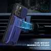 A phone case is magnetically attached to a car vent mount, with a city street scene in the background. Produktbild-Vorschau
