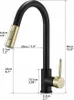 A diagram of a black and gold kitchen faucet with dimensions indicated. Produktbild-Vorschau