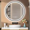 PESENXAN Runder LED Spiegel mit Beleuchtung und Uhr 60 cm - Produktbild-Vorschau 1