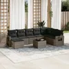 9-tlg. Garten-Sofagarnitur mit Kissen Grau Poly Rattan Produktbild-Vorschau 1