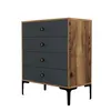 A chest of drawers with a wood-grain finish on the sides and a dark gray front with four drawers. Náhled obrázku produktu