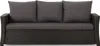 A front view of a dark brown rattan sofa with three dark gray cushions. Anteprima dell’immagine prodotto