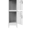 An open white locker with two compartments. Produktbild-Vorschau