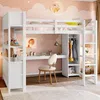 A child's bedroom with a loft bed, desk, and closet. Produktbild-Vorschau