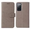 A flip cover phone case for a Samsung Galaxy S20 FE is shown, with the front cover open to reveal the phone. Produktbild-Vorschau