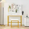 Coiffeuse CLIPOP,Set de coiffeuse à miroir rond,2 Voir les images du produit 6