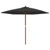 vidaXL Parasol z drewnianym drążkiem czarny 299x240 cm Podgląd zdjęcia produktu 1