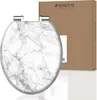 A marble-patterned toilet seat is shown in front of its packaging. Náhled obrázku produktu