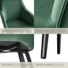 A collage of four close-up images of a green velvet chair, highlighting its features and materials. Produktbild-Vorschau
