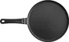 A black crepe pan with a black handle is shown against a white background. Produktbild-Vorschau