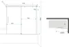 Technical drawing with dimensions of a shower enclosure for a bathtub. Produktbild-Vorschau