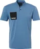 A blue polo shirt with a black pocket on the left chest. Voir les images du produit