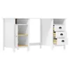 A white desk with shelves and drawers is shown from the front. Podgląd zdjęcia produktu