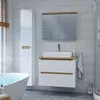Waschtisch und Hängesäule 80cm Livia mit 2 Schubladen, Weiß Produktbild-Vorschau 2