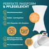 Marketing image showing features of a white table cover. Anteprima dell’immagine prodotto