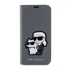 A Karl Lagerfeld phone case with a cartoon illustration of Karl Lagerfeld and his cat Choupette. Produktbild-Vorschau