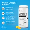 A marketing image for Omega-3 supplements, highlighting key features and benefits. Náhled obrázku produktu