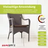 A brown wicker chair with a brown cushion is shown in front of a white wall. Produktbild-Vorschau