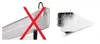 Two images showing different mounting options for a projector screen. The left image shows an incorrect mounting method with a red 'X' overlay, and the right image shows a correct mounting method. Produktbild-Vorschau
