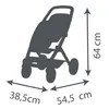 A silhouette of a stroller with dimensions indicated by lines and text. Produktbild-Vorschau