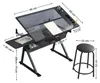 Zimilo Zeichentisch Schwarz mit Hocker, Glas Tischplatte Produktbild-Vorschau 1