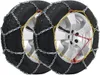 Two car tires with snow chains attached, shown on a white background. Náhľad obrázku produktu