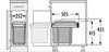Diagram showing dimensions of a built-in trash can system. Voir les images du produit