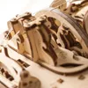 Close-up view of a wooden 3D puzzle model, focusing on intricate details and construction. Produktbild-Vorschau