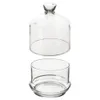 A clear glass cloche and a glass base are shown separately against a white background. Náhled obrázku produktu