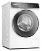 A white Bosch washing machine with a black door and a digital control panel. Produktbild-Vorschau