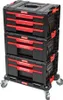 A black and red modular tool chest with drawers on wheels. Anteprima dell’immagine prodotto