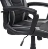A close-up view of the armrest and seat of a black and gray office chair. Podgląd zdjęcia produktu