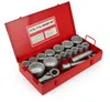 A red metal toolbox containing a socket set. Produktbild-Vorschau