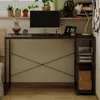 Biurko Komputerowe Czarne, Nowoczesne, Z Półkami – 120 Cm Podgląd zdjęcia produktu 3