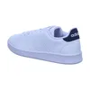 A white Adidas sneaker with navy accents is shown from the side against a white background. Produktbild-Vorschau