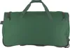 A green travel bag with black trim and wheels. Produktbild-Vorschau