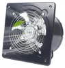 A close-up, angled view of a black industrial axial fan with a silver grille. Voir les images du produit