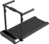 A black folding treadmill with silver and orange accents, shown from a three-quarter angle against a white background. Produktbild-Vorschau