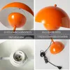 A collage of four images showing different aspects of an orange lamp. Podgląd zdjęcia produktu
