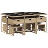 vidaXL 11-tlg. Garten-Essgruppe mit Kissen Beige Poly Produktbild-Vorschau 5