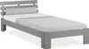 A gray wooden single bed with a mattress and pillow. Náhled obrázku produktu