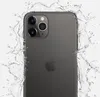 The back of a gray iPhone 11 Pro is shown with water splashing around it. Produktbild-Vorschau