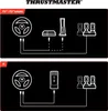 Diagrams showing how to connect a gaming steering wheel to a console and a PC. Produktbild-Vorschau