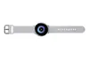 A Samsung Galaxy Watch Active smartwatch with a silver casing and a light gray band is shown against a white background. Produktbild-Vorschau