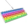 A transparent RGB gaming keyboard with a white USB-C cable. Produktbild-Vorschau
